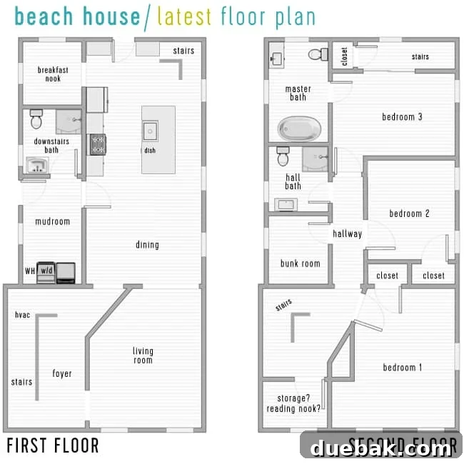 From Studs Up: The Beach House Revival 31 New floor plan rendering for the upstairs of the beach house.