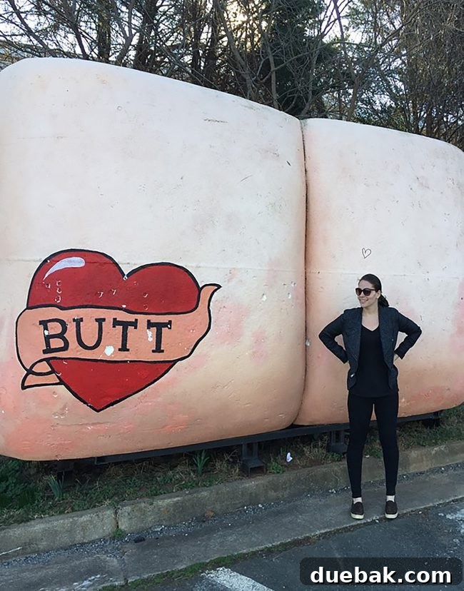Humorous 'Love Butt' sculpture at IX Art Park, a quirky and memorable piece of public art