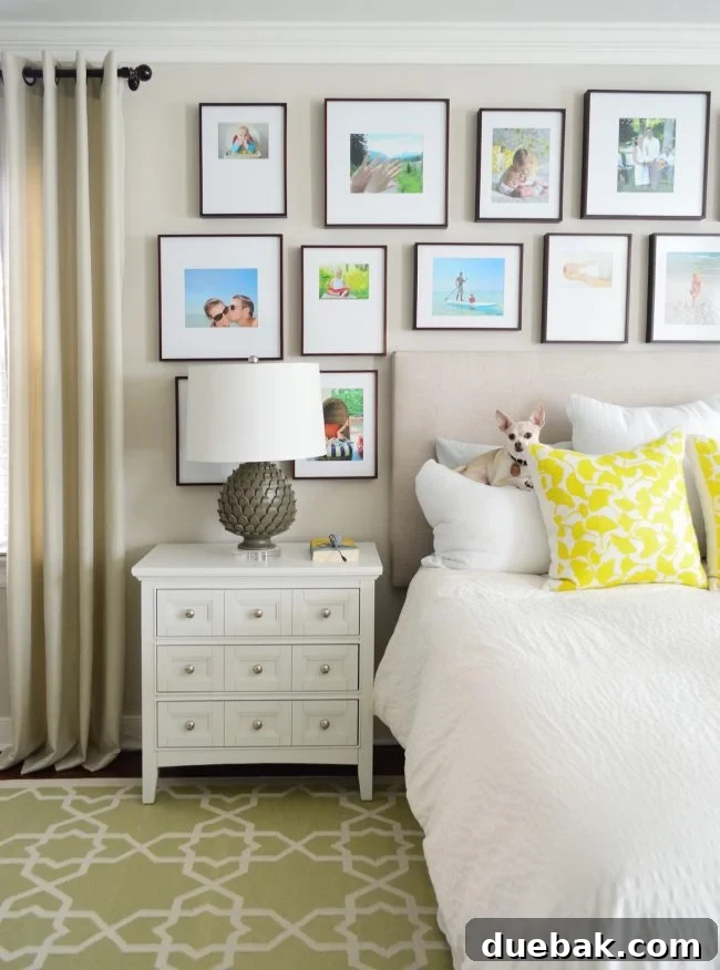 Light Up Your Sleep: Bedroom Refresh with a Chandelier and New Bed 17 Cute chihuahua, Burger, resting comfortably on a bed pillow in the newly styled bedroom.