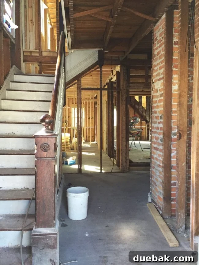 View from the front porch of the beach house showing new framing