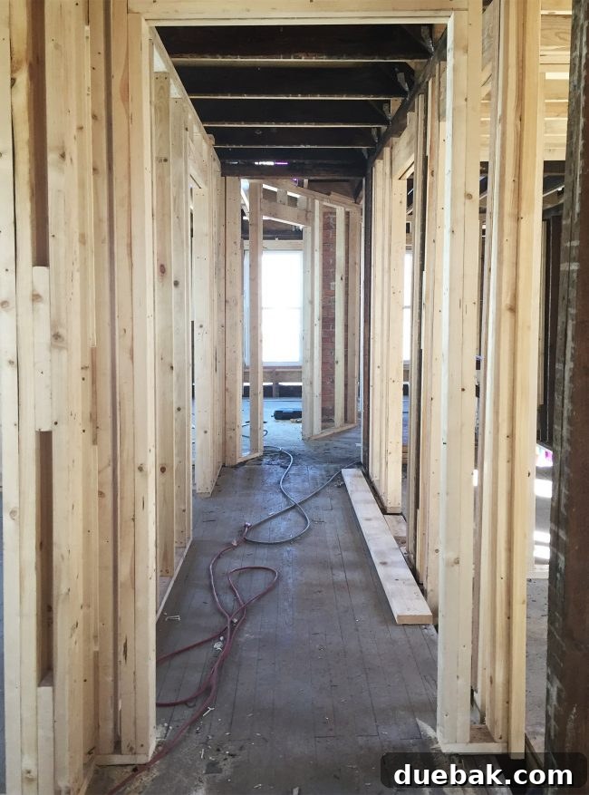 New hallway in the beach house, viewed from master bedroom