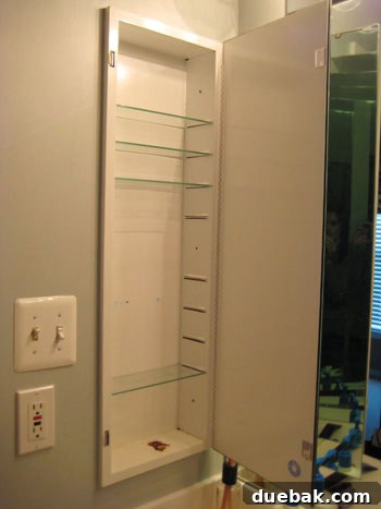 Bathroom Open Shelving Makeover medicine-cabinet-makeover-open-shelving-bathroom
