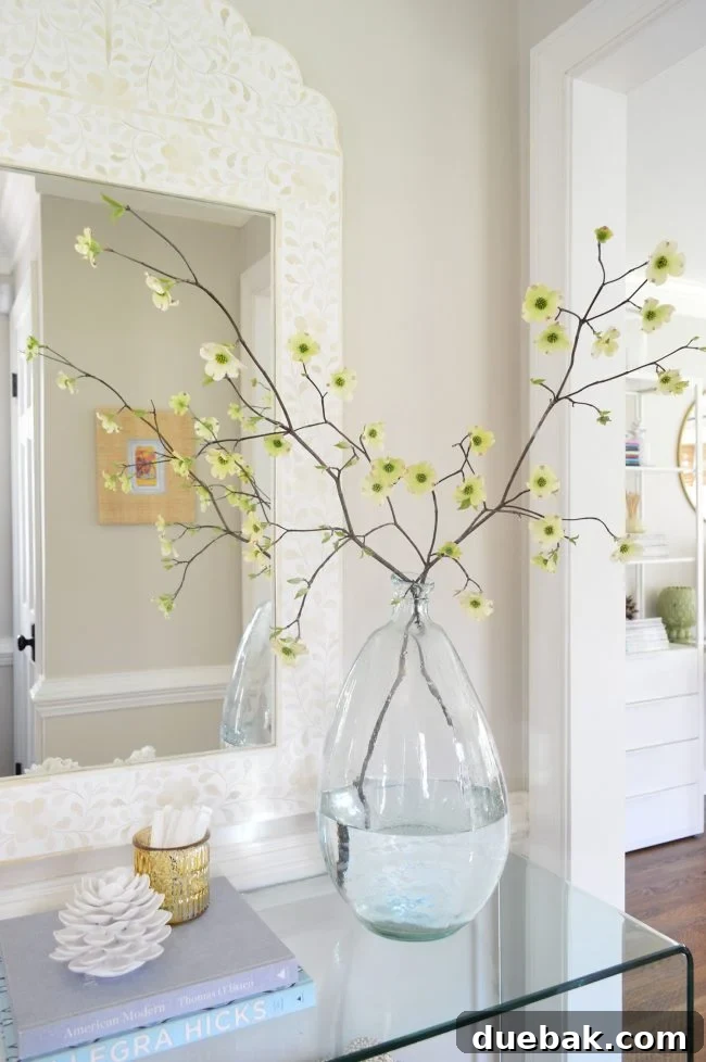 dogwood branches in vase for Easter Tree decor
