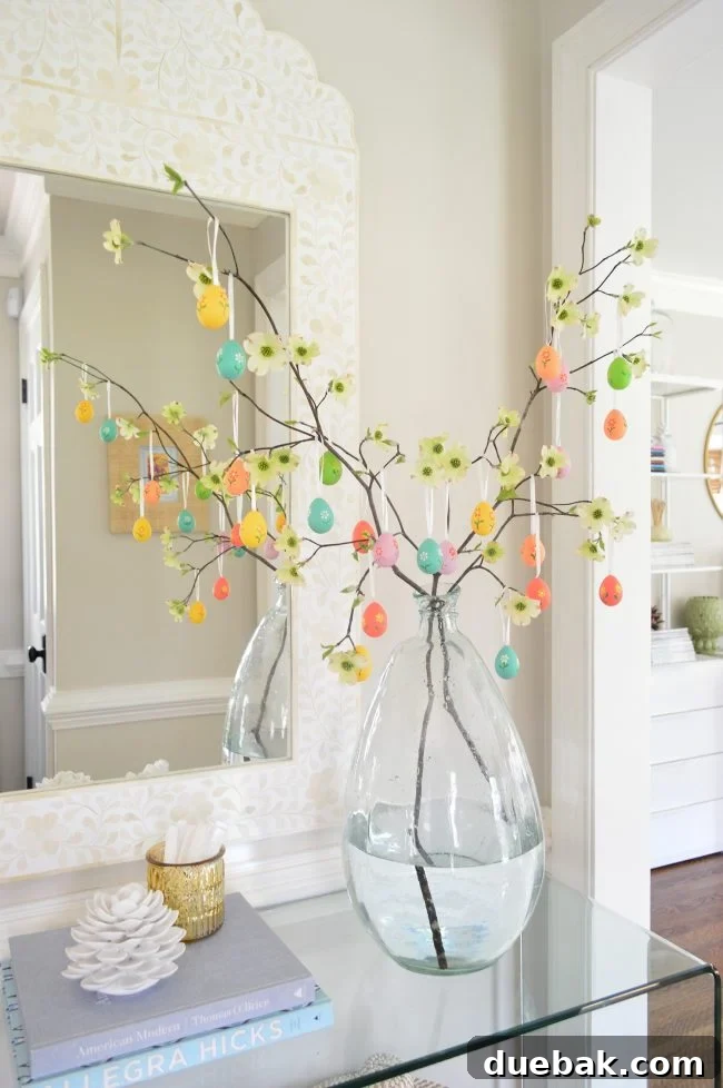 Easter Egg Tree with colorful egg ornaments
