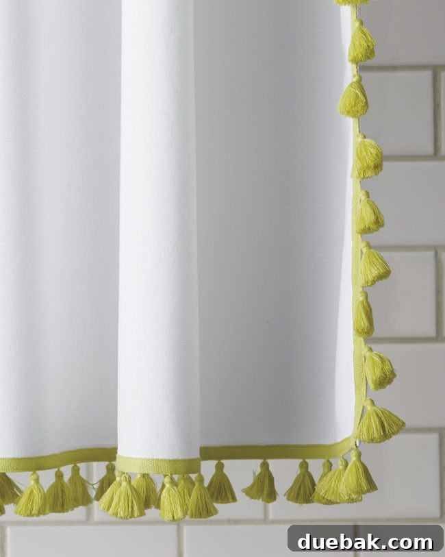 Tasseled Shower Curtain for Bathroom Decor