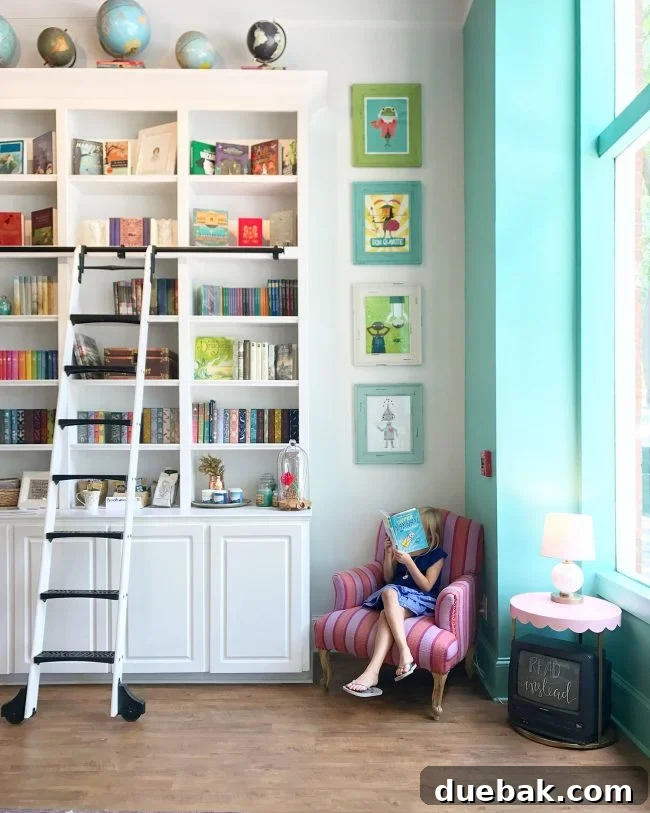 Sweet Bookstore Secrets for Enchanting Kids' Rooms 2 kids room ideas colorful bookcase library ladder