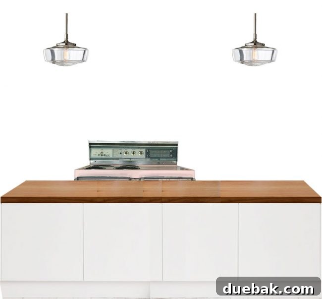 Kitchen planning mood board with lights adjusted to scale, revealing they are too small