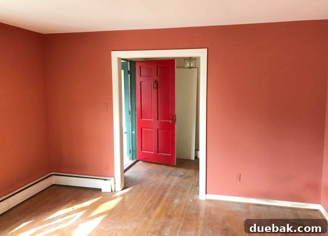 Before photo of a dated living room