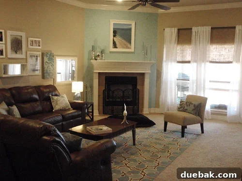 Transformed Living Room - Beachy Blue Aesthetic living-room-after-makeover-photo-beachy-blue