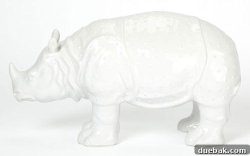 Elegant Z Gallerie ceramic rhino, a highly sought-after decorative piece for modern homes.