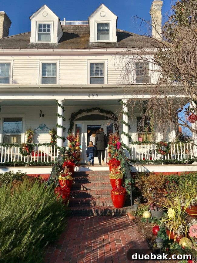 A charming bed and breakfast in Cape Charles decorated for the holidays