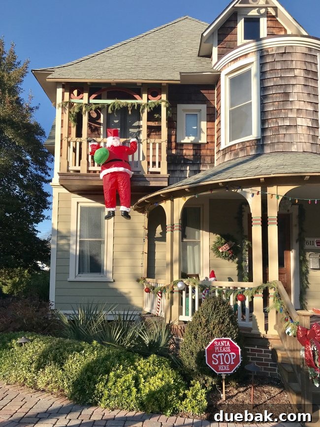 A beautifully decorated house in Cape Charles with festive Christmas lights