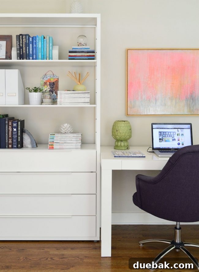Parsons desk in a modern home office setting.