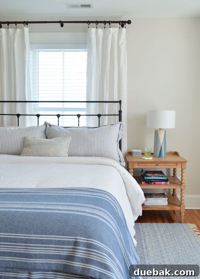 The Mistakes We Made In Our Beach House Kitchen Design 8 Beach house bedroom with striped pillow shams and blue blanket