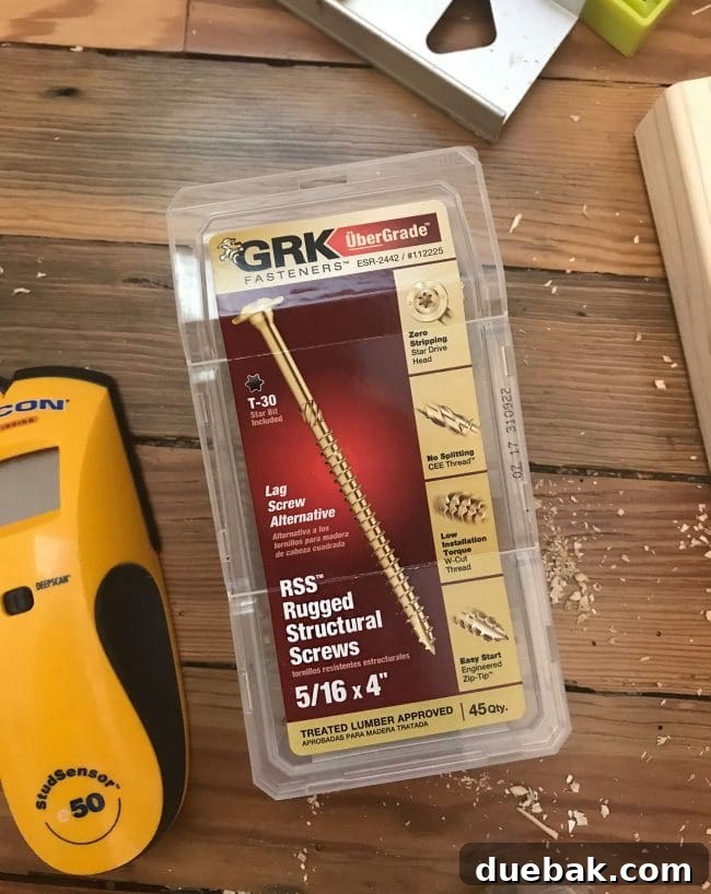 Constructing Bespoke Bunk Beds 13 A box of RSS Rugged Structural Screws from Home Depot, highlighting their heavy-duty capability for secure construction.