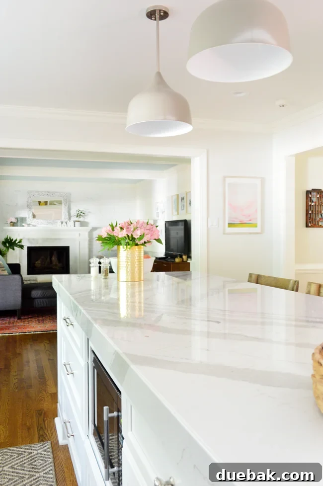 Irish Mist kitchen with pendant lights