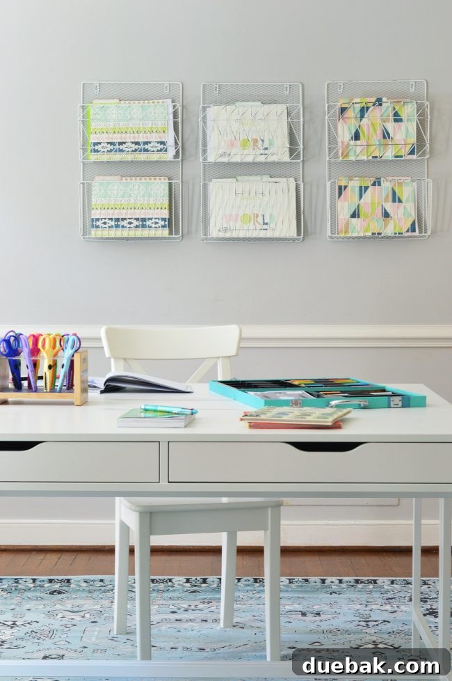 Home Staging Tips: Sell Your House or Simplify Your Life 9 wall in homework room with file folders hanging on it, before staging