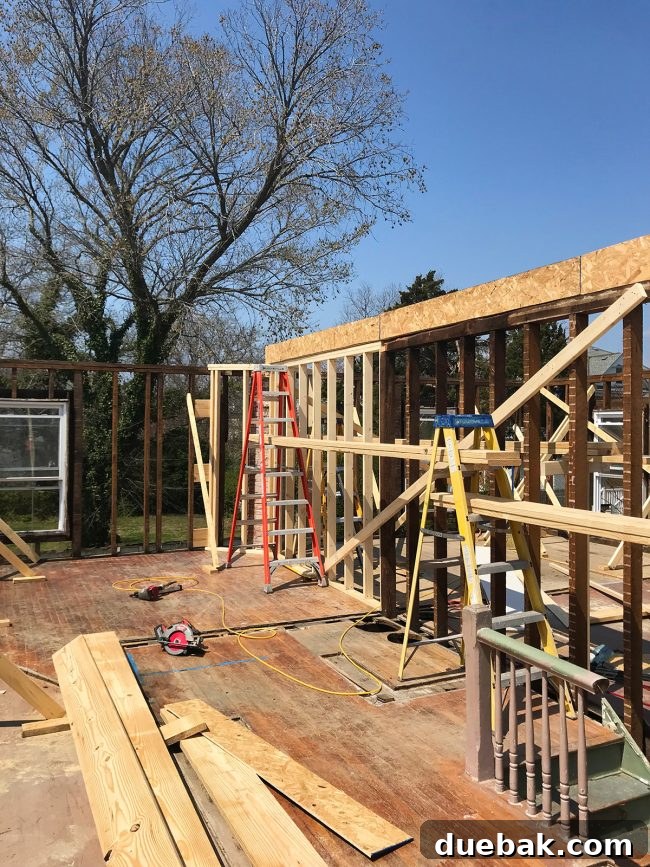 Second floor of the duplex open to the sky before roof installation