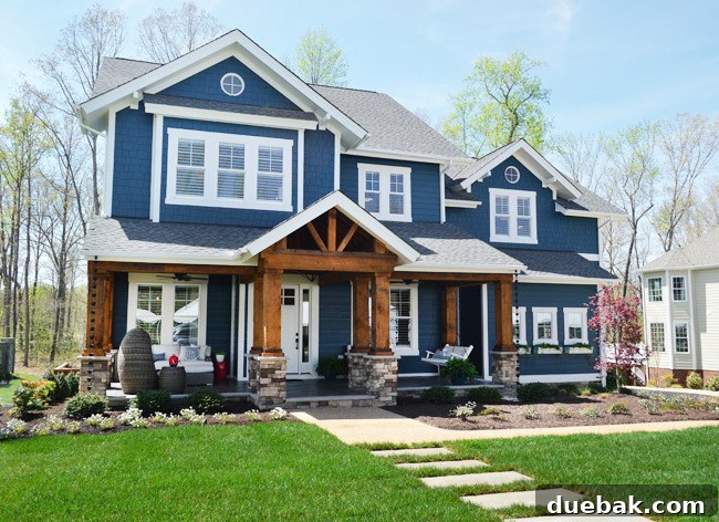 Exterior view of Young House Love's 2014 Richmond Homearama house, showcasing curb appeal