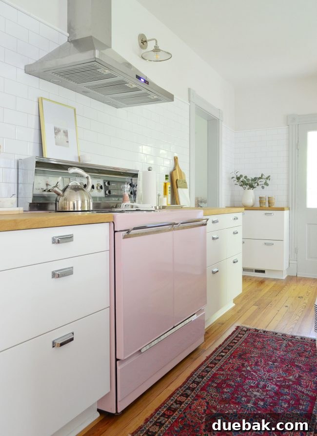 Vintage pink stove after initial installation issues