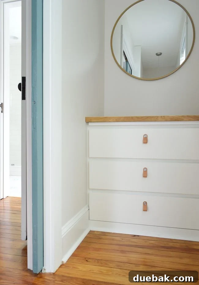 Seamless Malm Dresser Integration 14 Fully installed IKEA Malm dresser hack showcasing its custom built-in appearance with storage