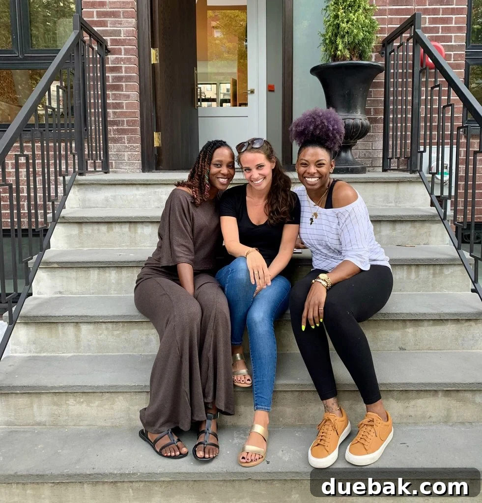 Shavonda Gardner and colleagues on Brooklyn steps
