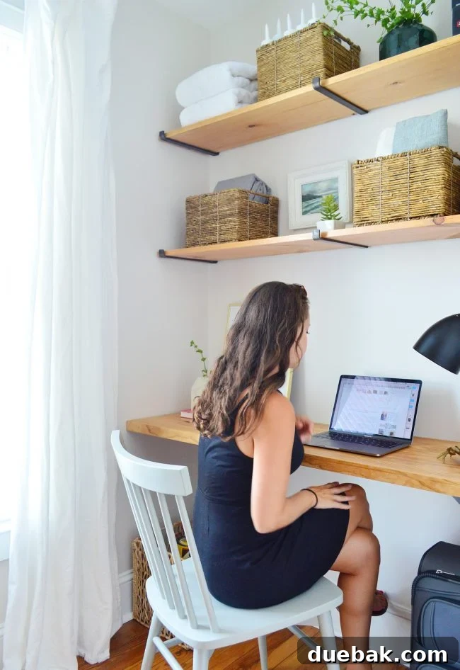 DIY Built-in Desk and Shelves in a Small Space