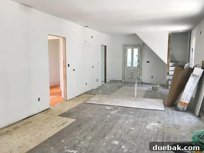 Our Beach House Downstairs: Before and After 17 Beach house kitchen dining during drywall
