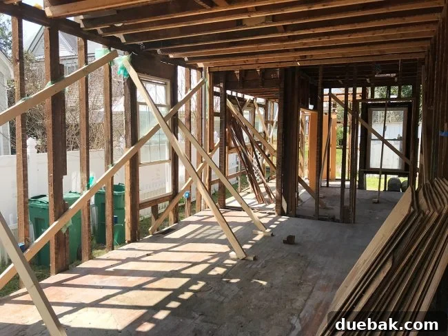 The Duplex Takes Shape Drywall And Video Tour Reveal 5 Duplex living room during exterior demolition, very open