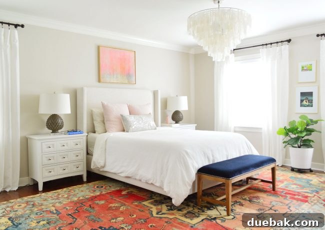 High-End Ikea Curtain Hacks 8 master bedroom with light upholstered bed and white ikea curtains