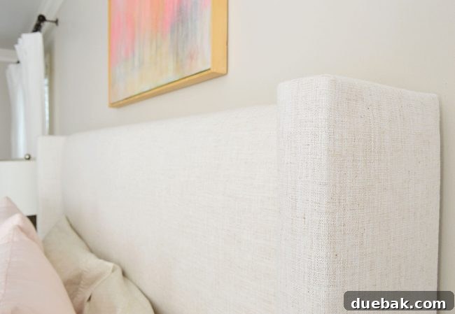 High-End Ikea Curtain Hacks 10 detail on upholstered bed with linen texture