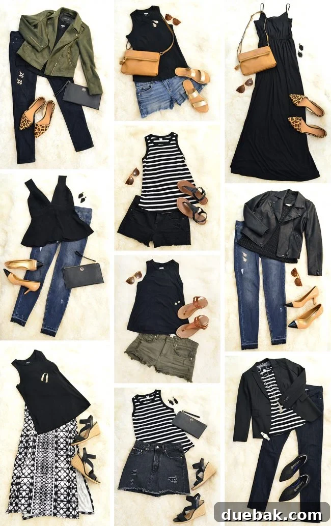 Mastering My Closet The Art of Wardrobe Simplicity 16 Diagram showing how to combine minimalist clothes for different looks