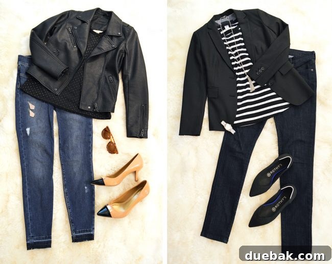 Mastering My Closet The Art of Wardrobe Simplicity 17 Two outfits for date night or work meeting with minimalist pieces
