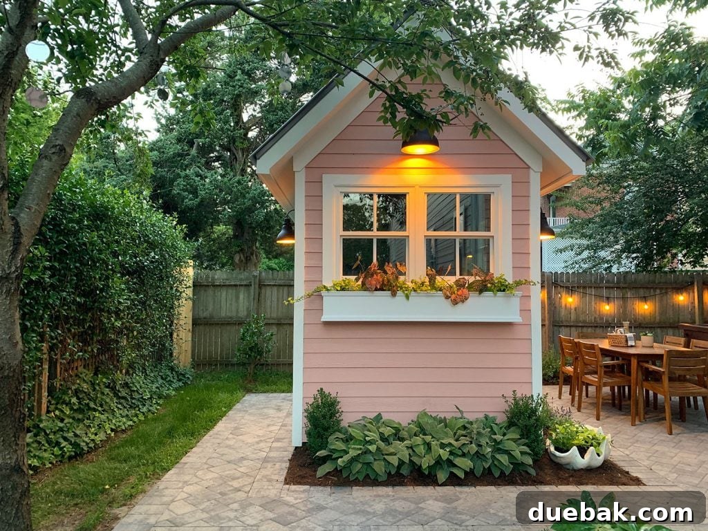Our Beach House Makeover: Upstairs Edition 35 New shed in beach house backyard with side entry and planter box