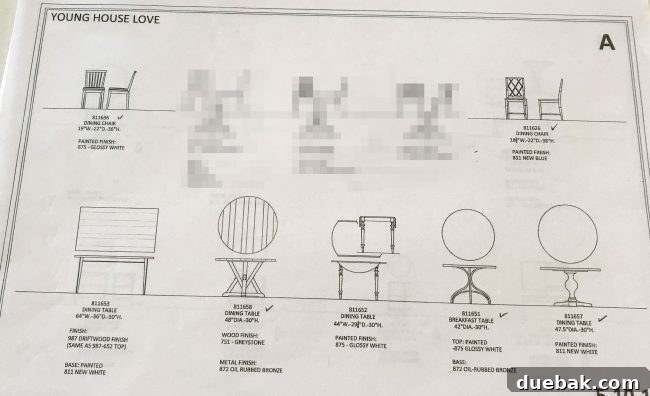 Design drafts and sketches for new furniture pieces, partially blurred to show the iterative development process