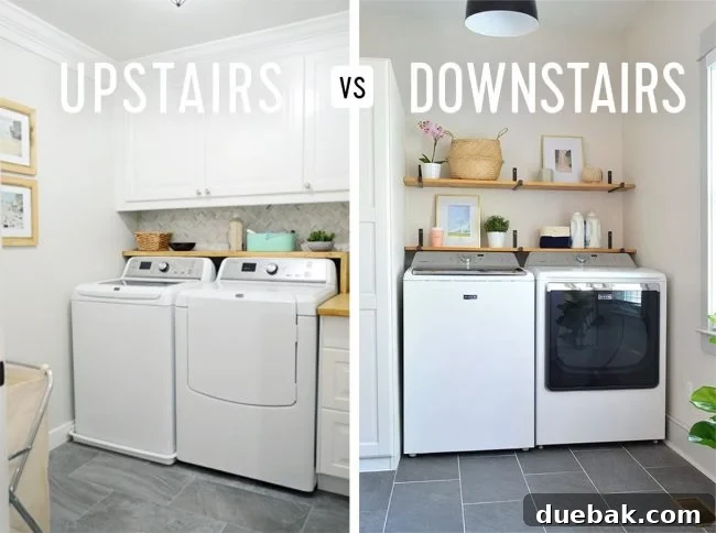 Upstairs laundry room with washer and dryer