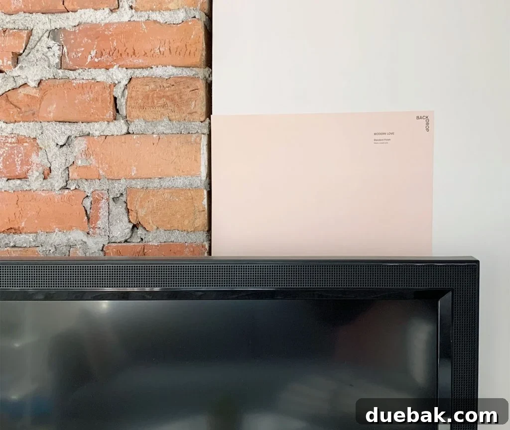 Unplugging: The Surprising Ways Your Life Changes 5 Backdrop paint swatch on a wall, showing interaction with a chimney and trim