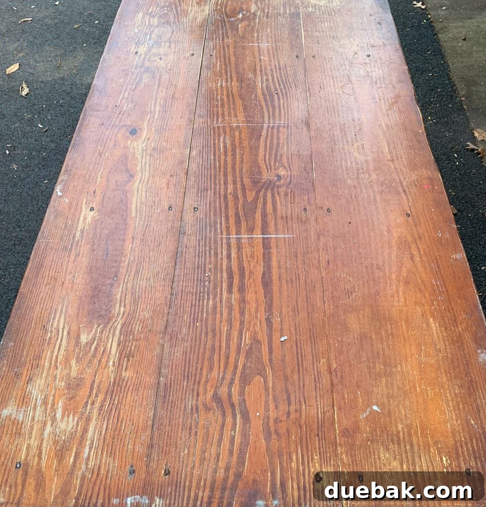 Give Your Table a Stunning New Life 11 Before Photo of Old Dining Room Table Top Finish With Damage