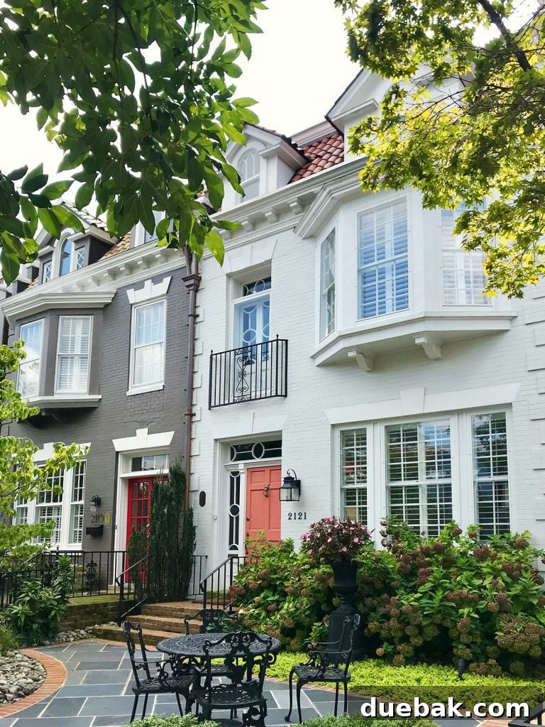 Historic painted brick houses in Richmond, Virginia's The Fan neighborhood