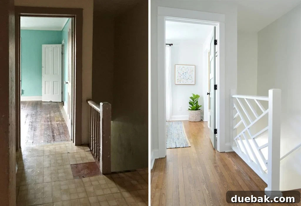 Home Design's White Elephants 5 Newly refinished hardwood floors in a duplex, showcasing a smooth, polished surface.