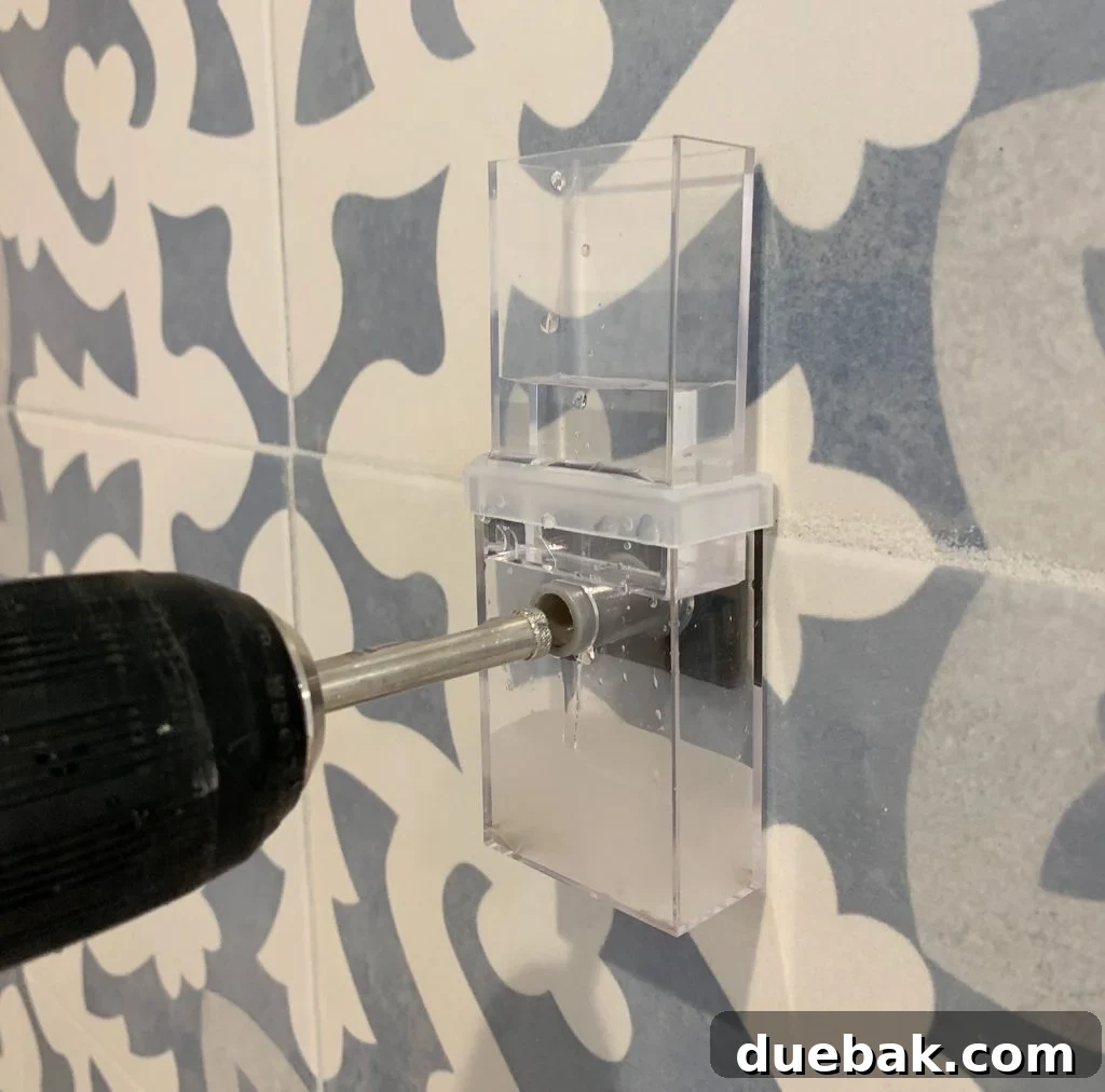 Water Delivery System For Drilling Through Tile Backsplash