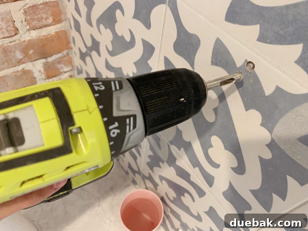 Diamond Drill Bit Making Small Hole In Tile Backsplash