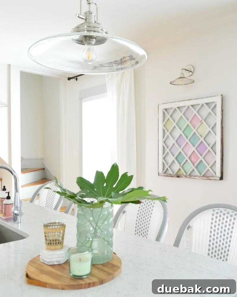 Beach House Kitchen Island With Color Stained Glass DIY Window