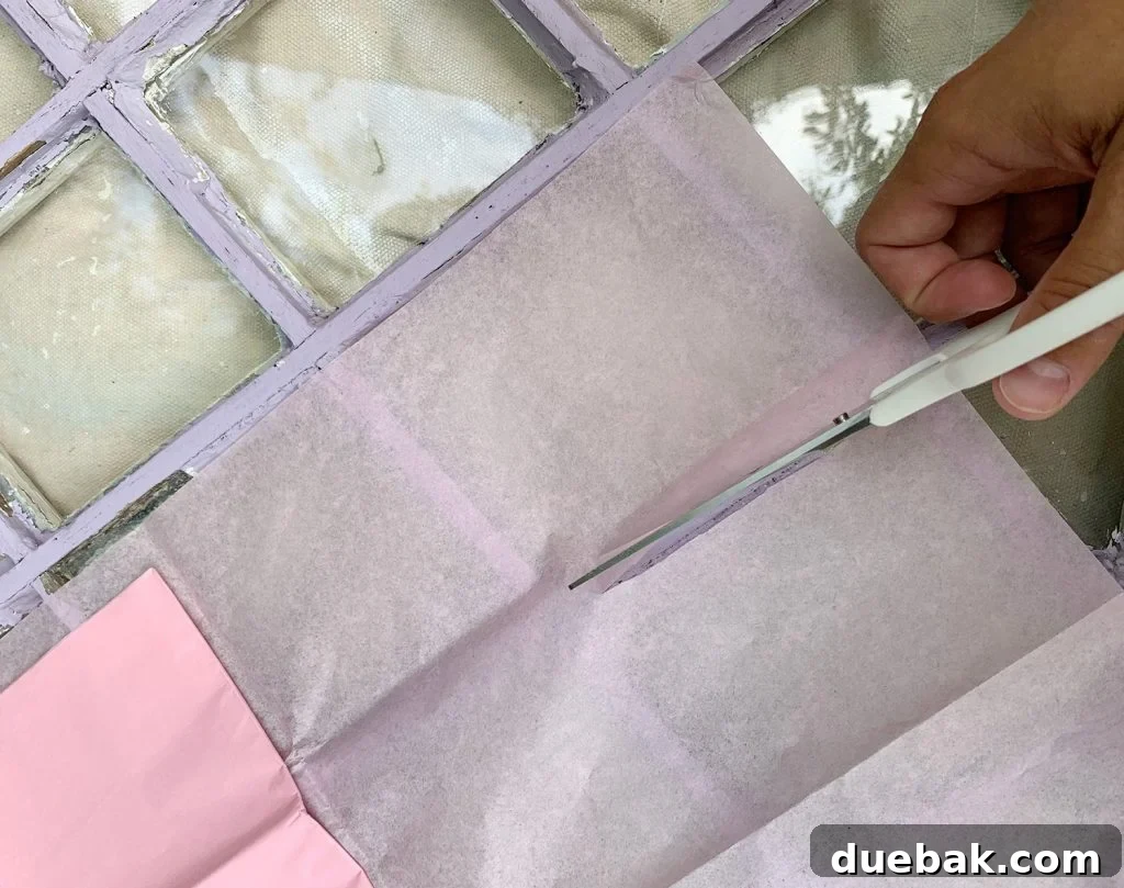 Cutting Tissue Paper Sheet To Size of Pane