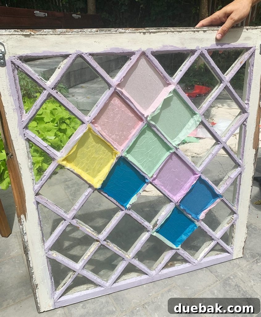 Back Of DIY Stained Glass Window With Crazy Bold Colors