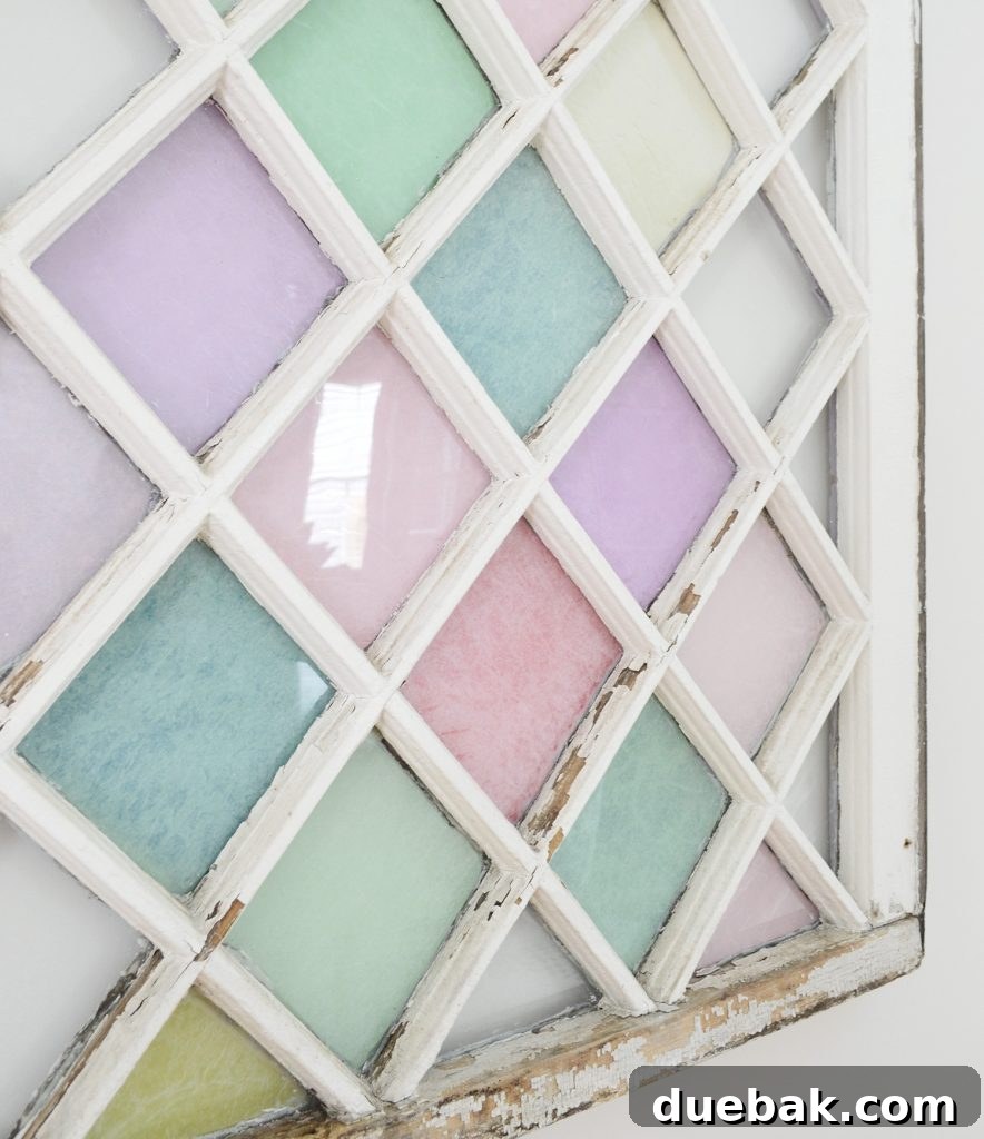 Side Detail Of DIY Stained Glass Diamond Window Wall Hanging