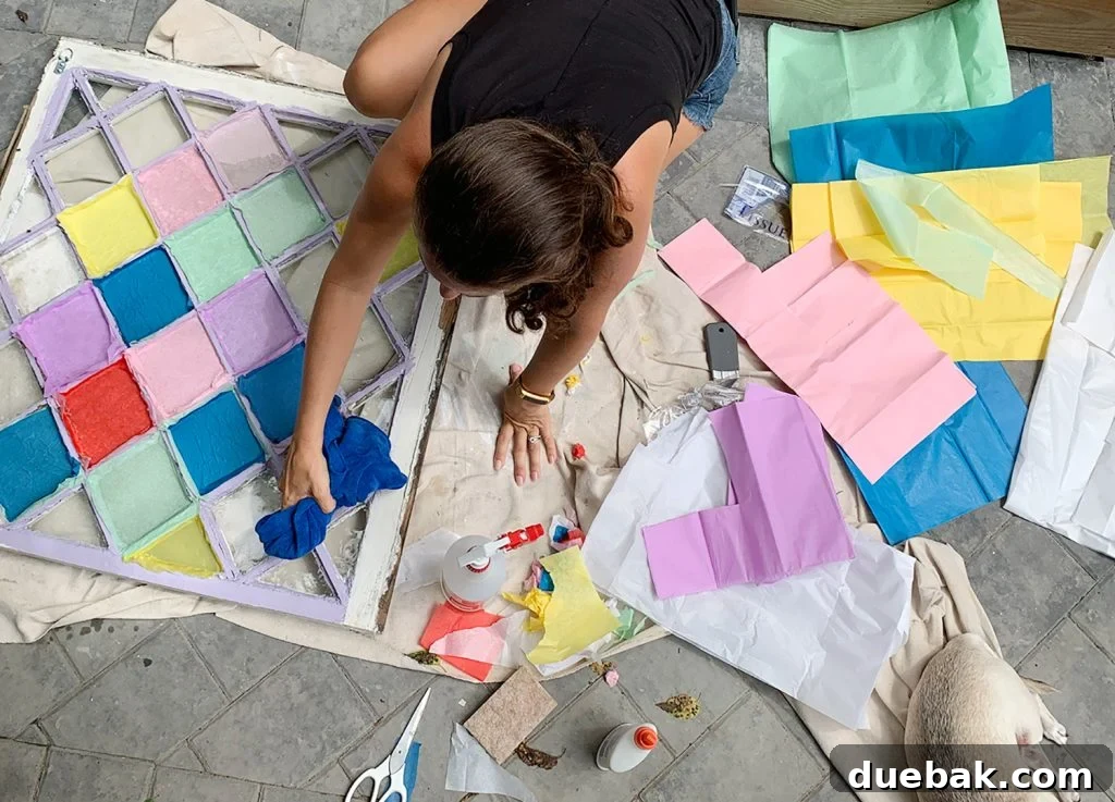 Cleaning Glass On DIY Tissue Paper Stained Glass Window