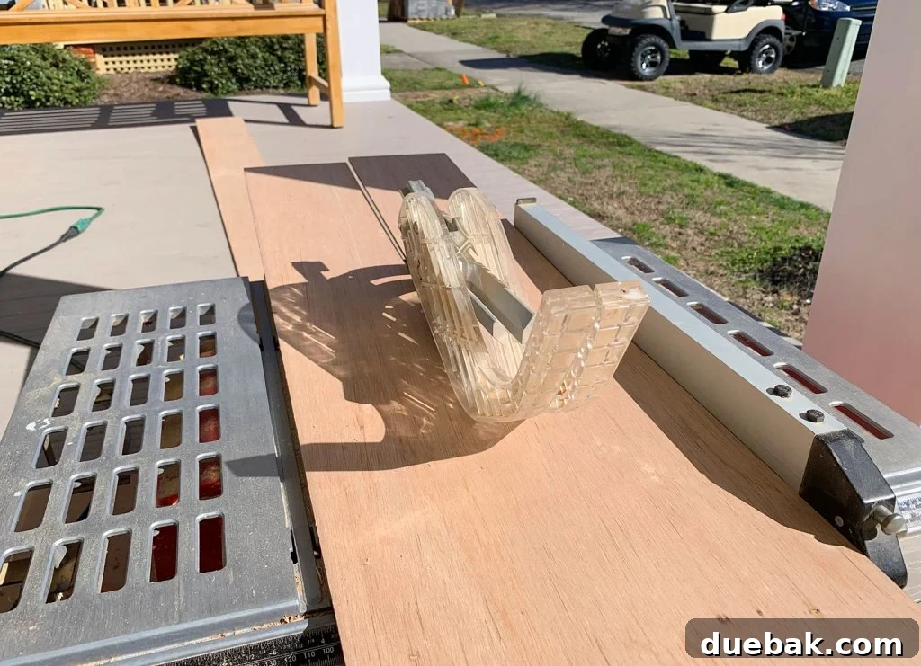Cutting Wood Strips In Half Along Table Saw For Shiplap Look