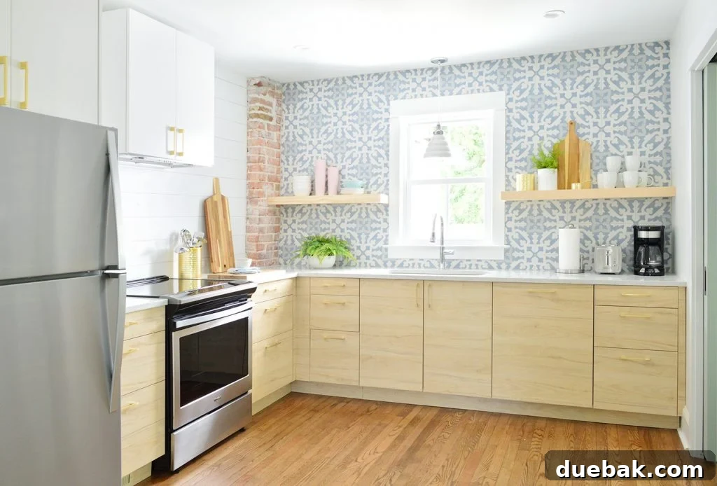 Ikea Kitchen Pricing Deconstructed 6 A beautifully finished duplex kitchen featuring modern Ikea Askersund wood cabinets and a striking blue tile backsplash.