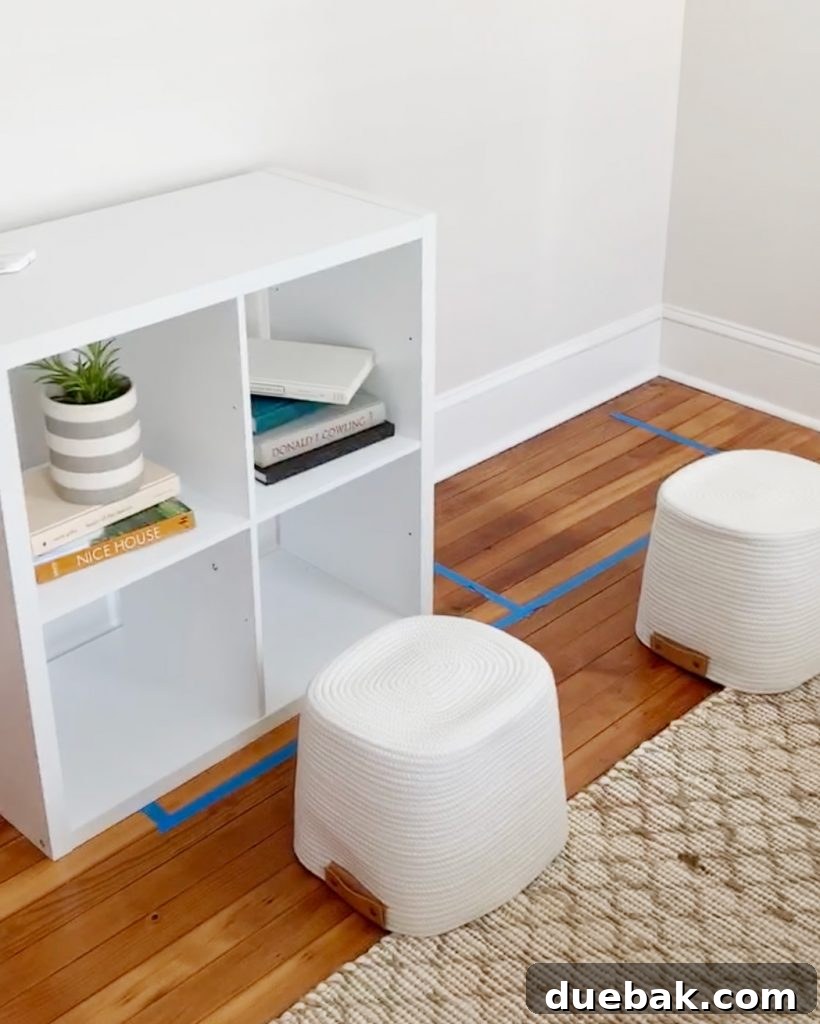 4 Smart Decor Hacks for an Effortless Home Transformation 12 Upside-down baskets and a cube organizer used as makeshift placeholder desk and stools